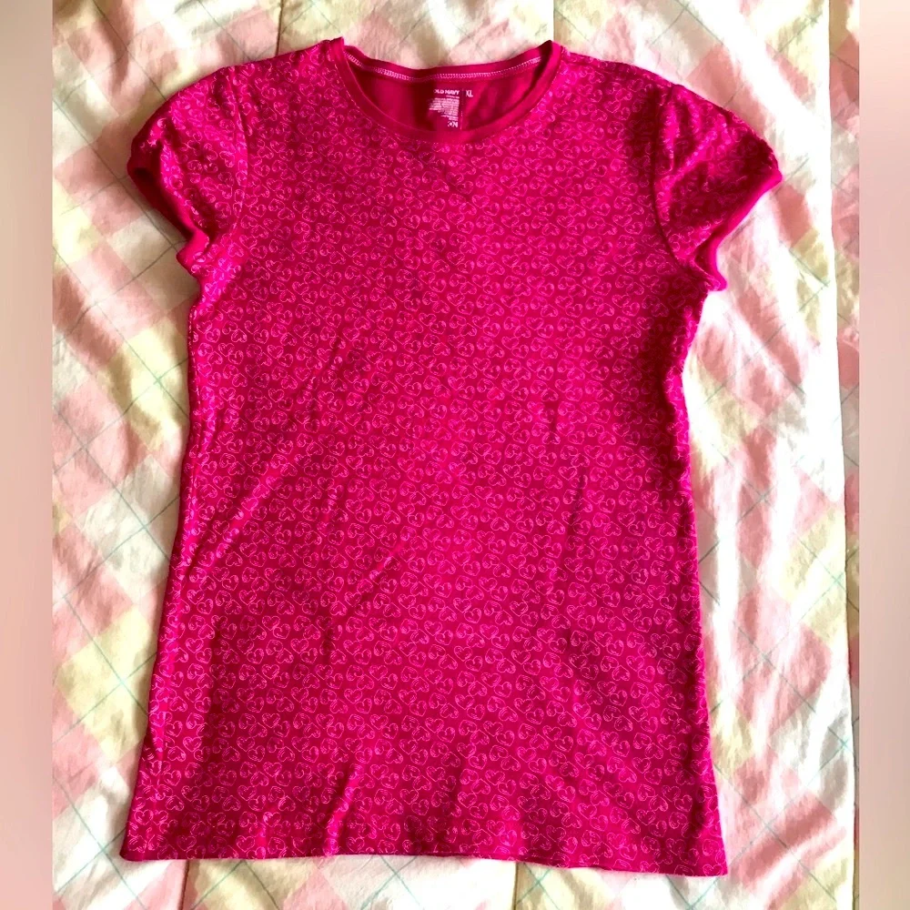 Pink w/hearts XL/XS adult cap sleeves top